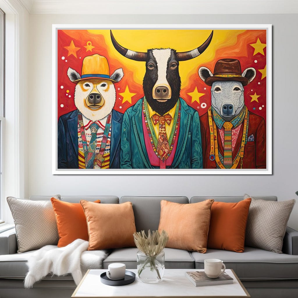 Dapper Wild Trio of Animals Canvas Wall Art