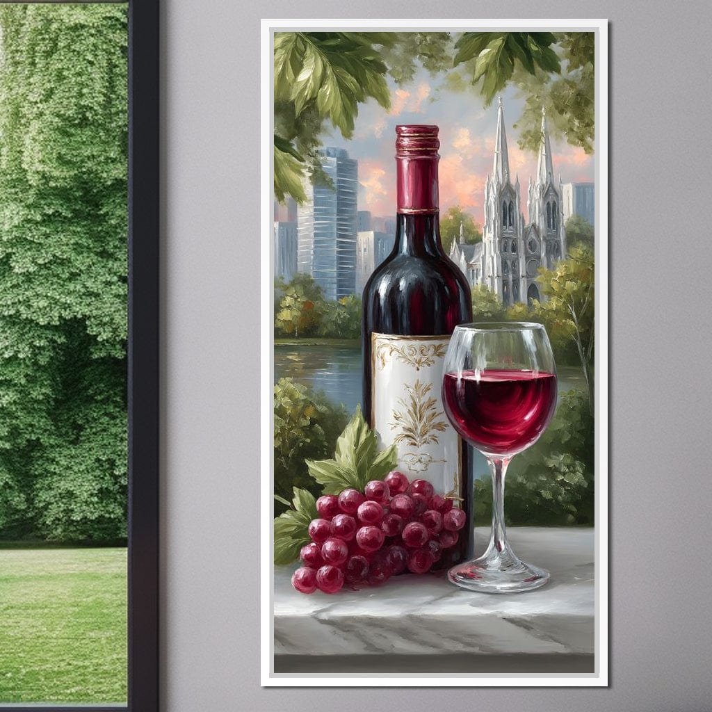 Wine Reflections Cityscape Elegance Canvas Wall Art