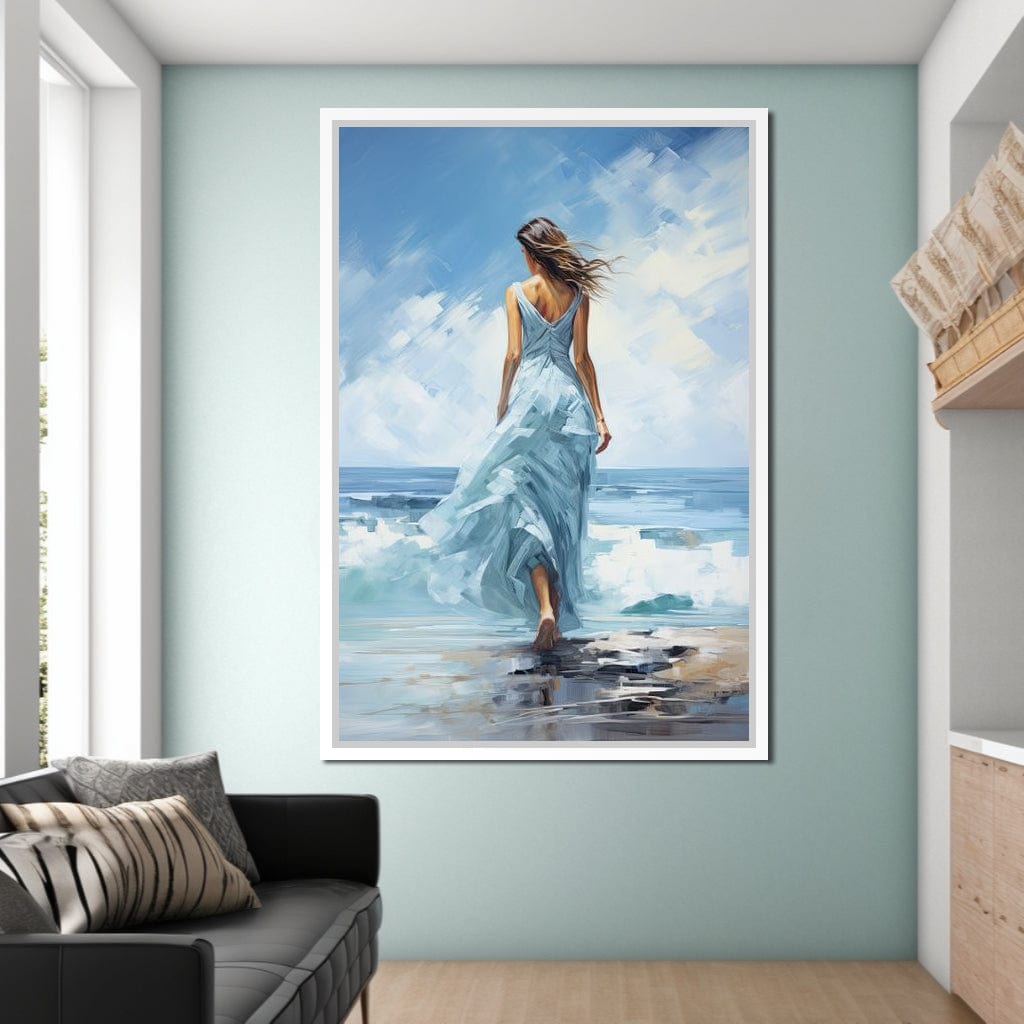 Azure Serenity Stroll Canvas Wall Art