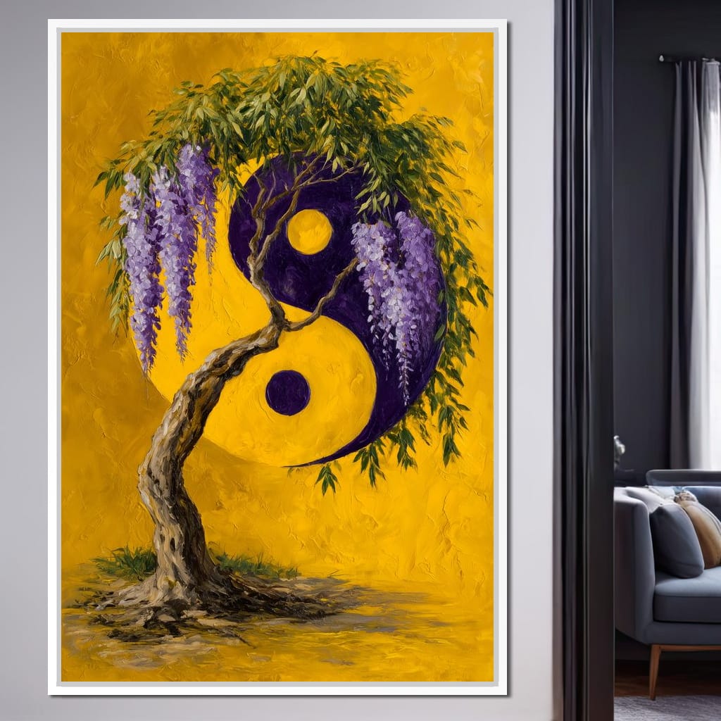 Wisteria Yin Yang Tree Zen Canvas Wall Art