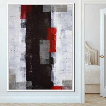 Grey & Red Abstract Art Painting Canvas Wall Art