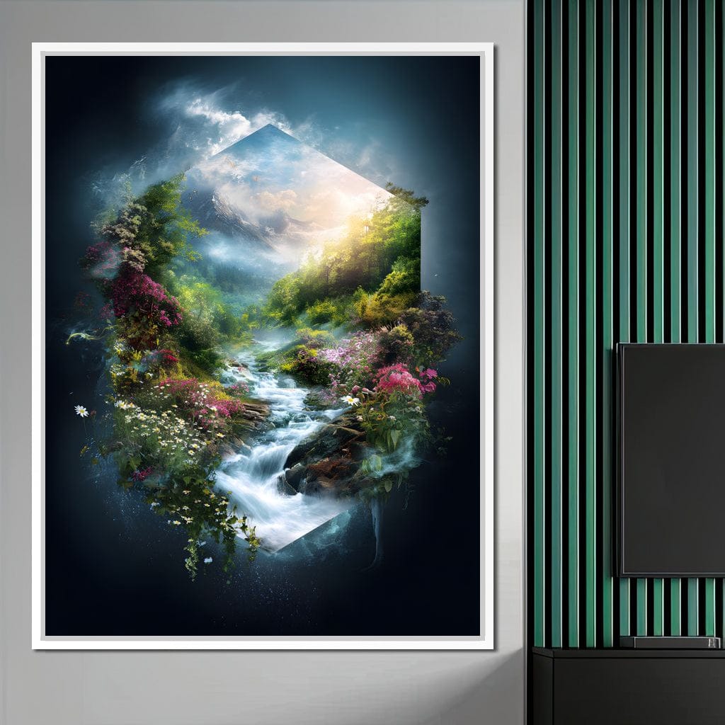 Hexagonal Nature Portal Cascade Canvas Wall Art