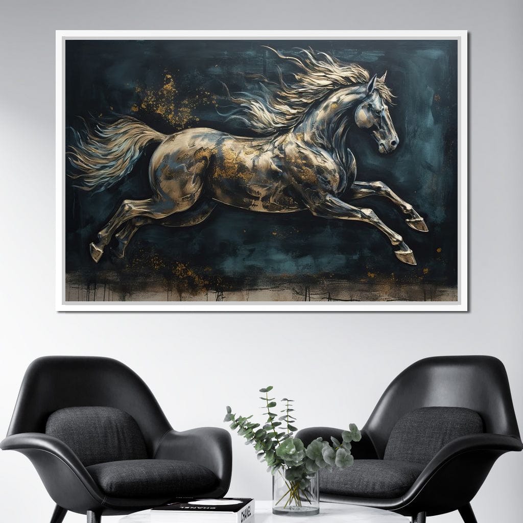 Gilded Running Horse Canvas Wall Art