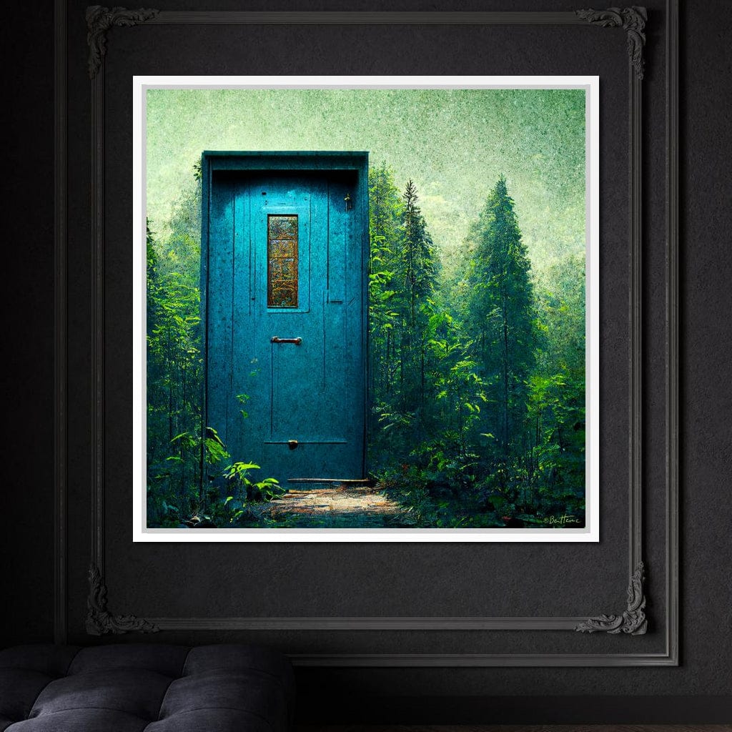 Blue Door in the Green Canvas Wall Art