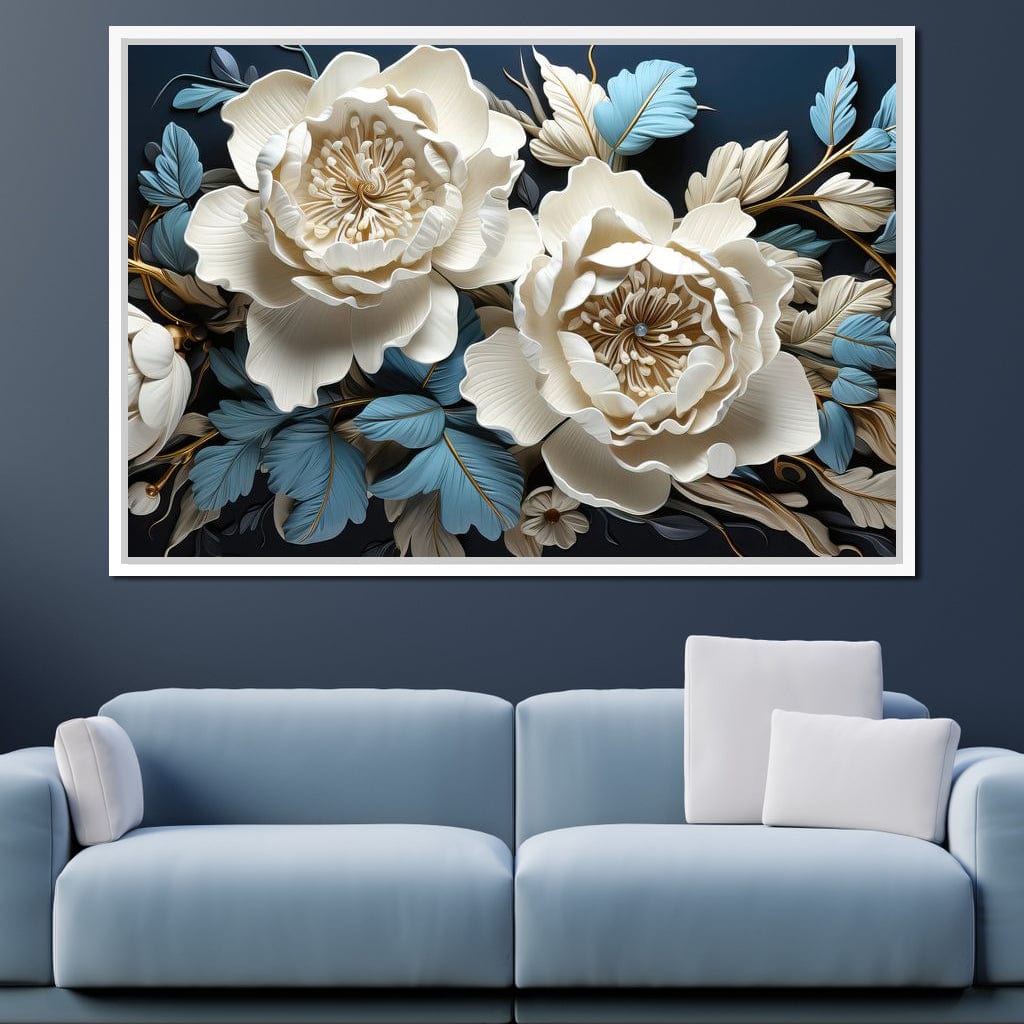 Lovely White Roses Canvas Wall Art