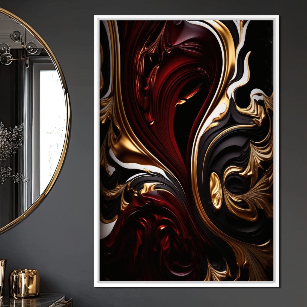 The Marble-Lux Collection: Dark Red & Vibrant Gold 06 Canvas Wall Art