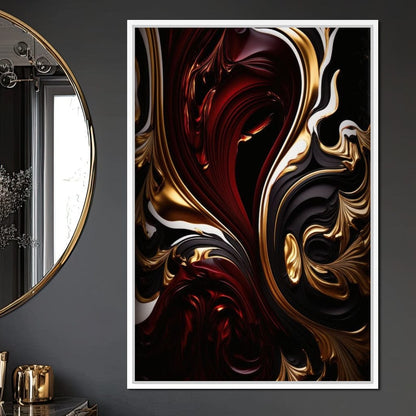 The Marble-Lux Collection: Dark Red & Vibrant Gold 06 Canvas Wall Art