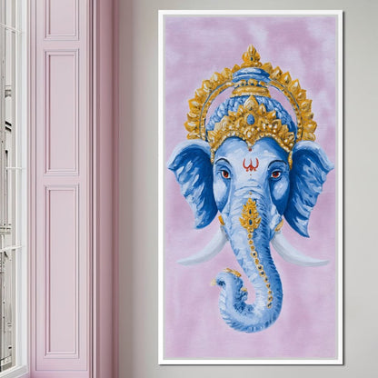 Sacred Blue Ganesha Majesty Canvas Wall Art
