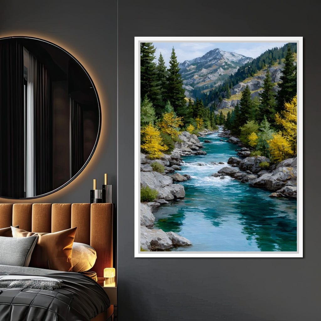 Alpine River Evergreen Peaks Canvas Wall Art