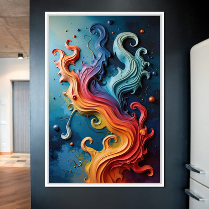 Flowing Rainbow Abstract Canvas Wall Art