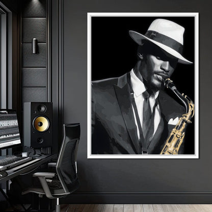 Midnight Jazz Saxophone Groove Canvas Wall Art