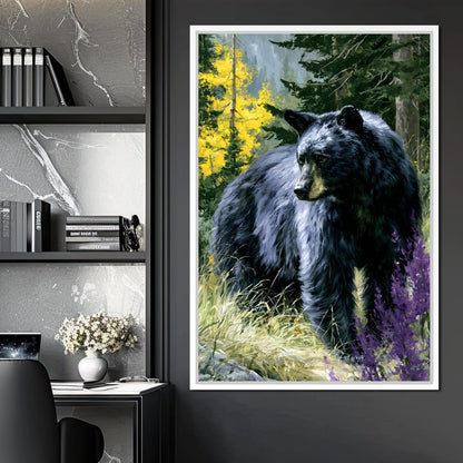 Solitary Forest Black Bear Rises Canvas Wall Art
