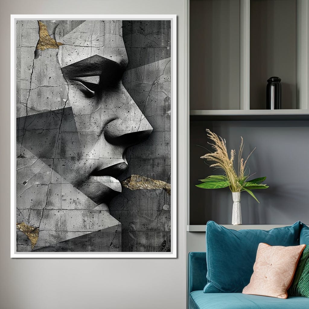 Monochrome Geometric Visage Canvas Wall Art