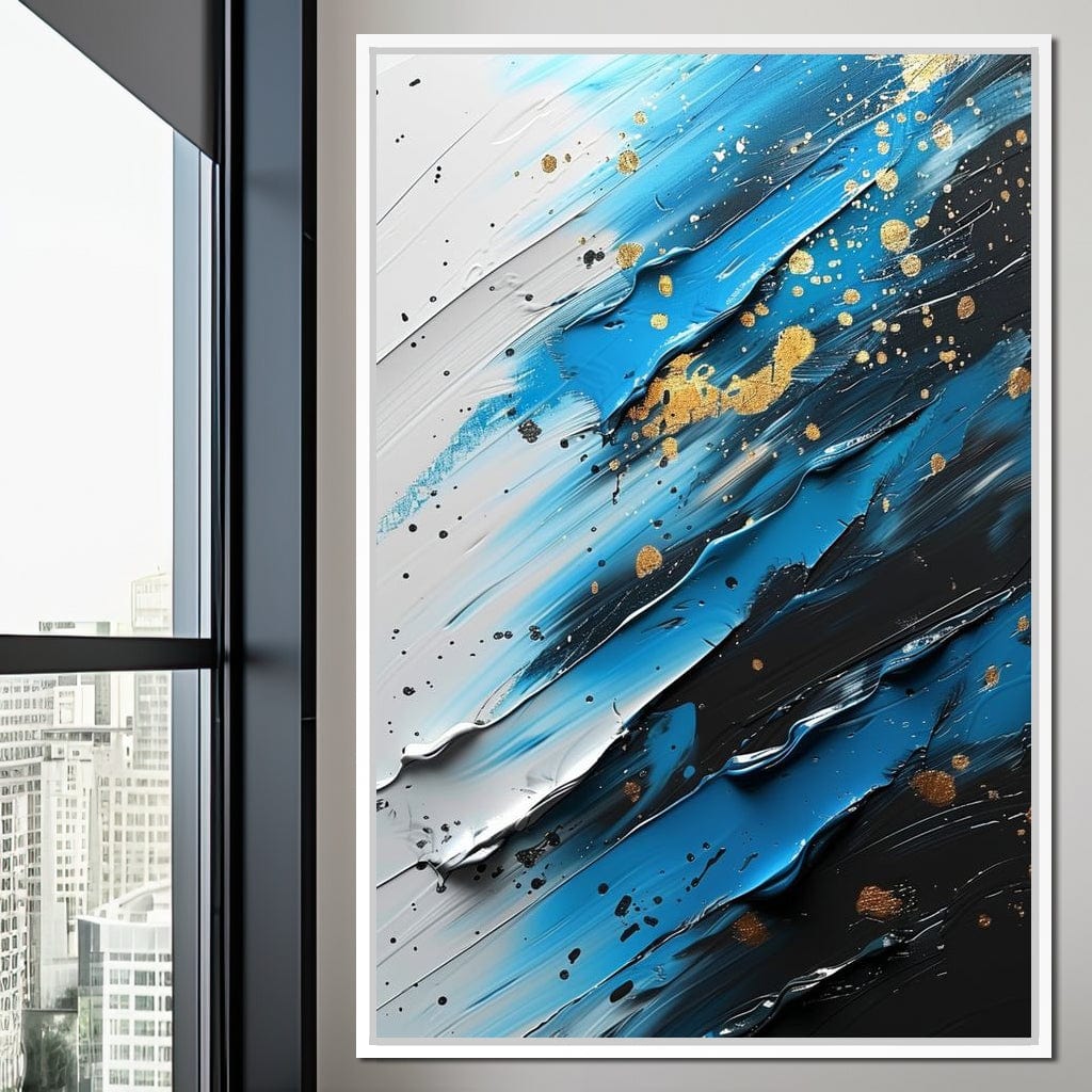 Sapphire Strokes Gold Specks 1 Canvas Wall Art