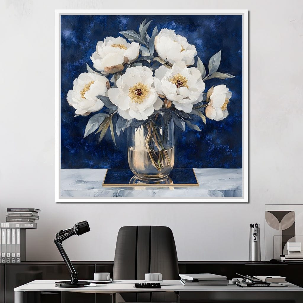 Peony Elegance Midnight Blooms Canvas Wall Art