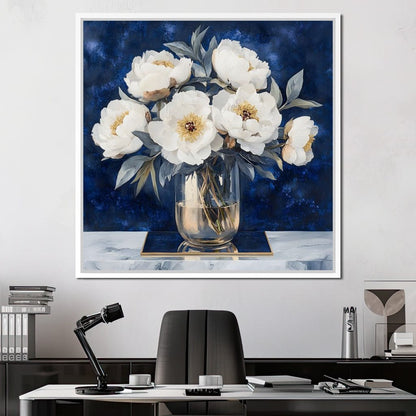 Peony Elegance Midnight Blooms Canvas Wall Art