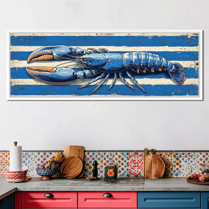 Nautical Blue Lobster Charm Canvas Wall Art