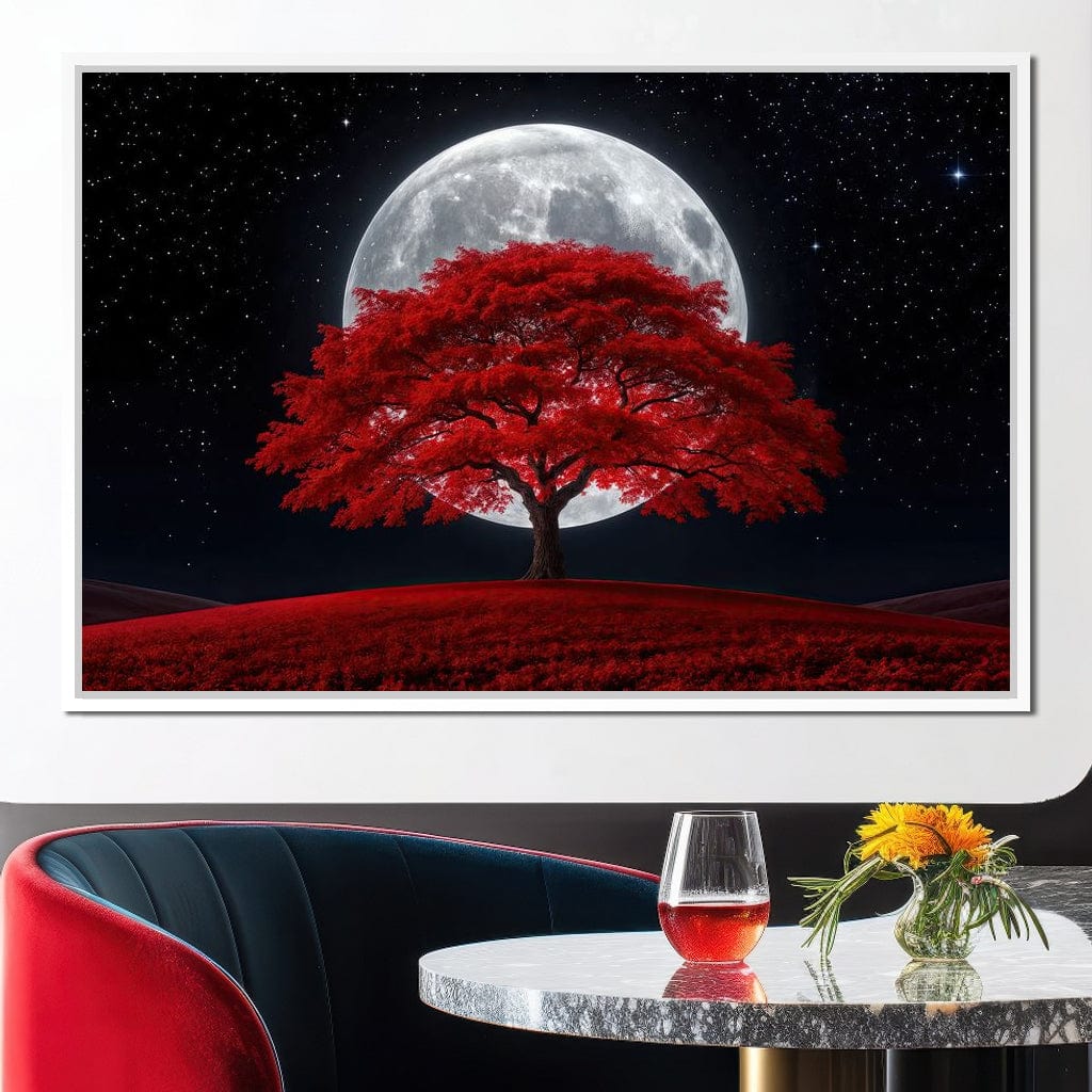 The Crimson Moon Tree Canvas Wall Art