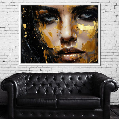 Black Gold Urban Graffiti Canvas Wall Art