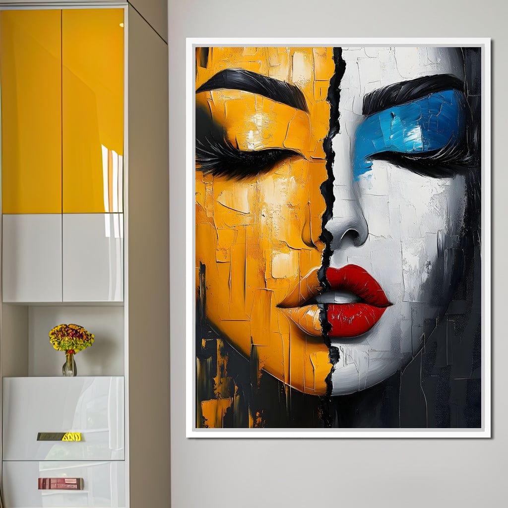 Dual Tones Modern Portrait Face Canvas Wall Art