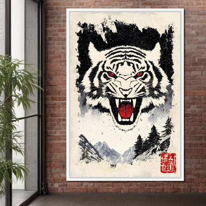 Fierce Jungle Monarch Tiger Roar Canvas Wall Art