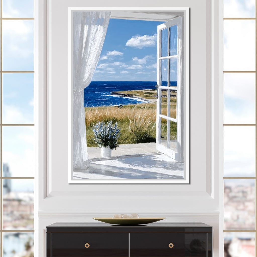 Ocean Breeze Through Open Window Canvas Wall Art