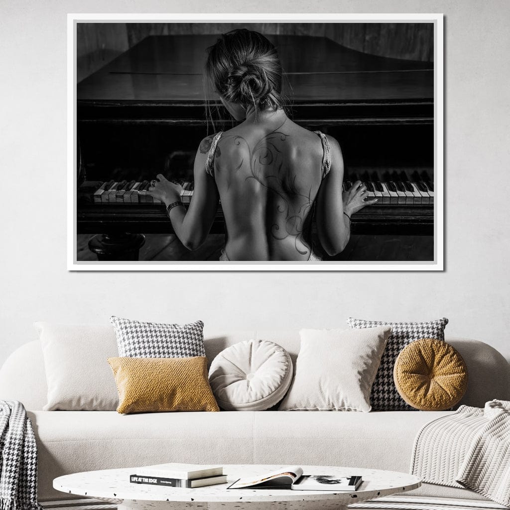 Young Woman Playing Piano Canvas Wall Art