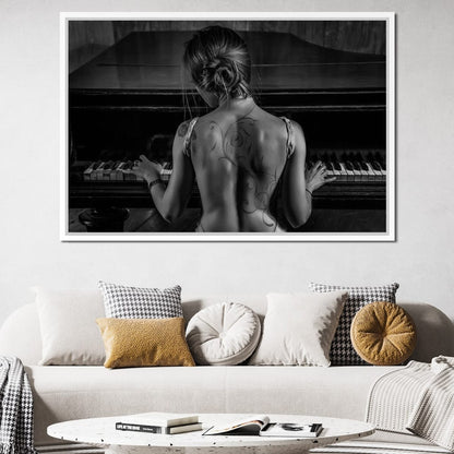 Young Woman Playing Piano Canvas Wall Art