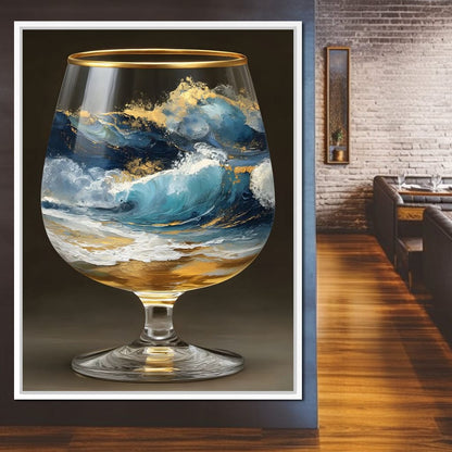 Gilded Ocean Stormglass Scene Canvas Wall Art