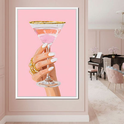 Chic Martini Toast Canvas Wall Art