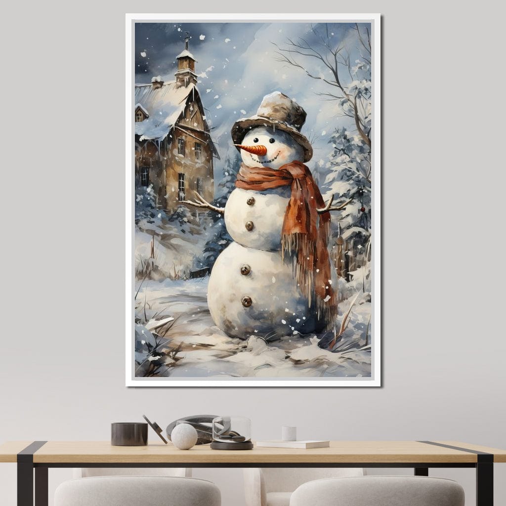 Christmas Snowman Canvas Wall Art