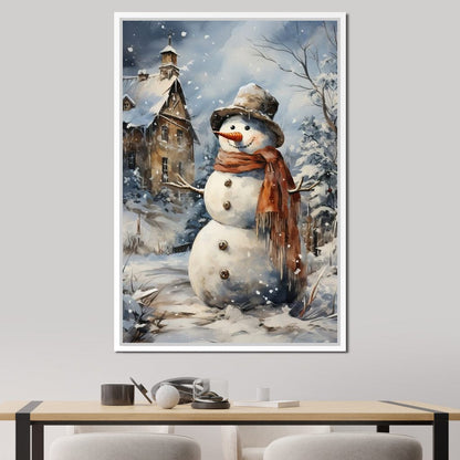 Christmas Snowman Canvas Wall Art