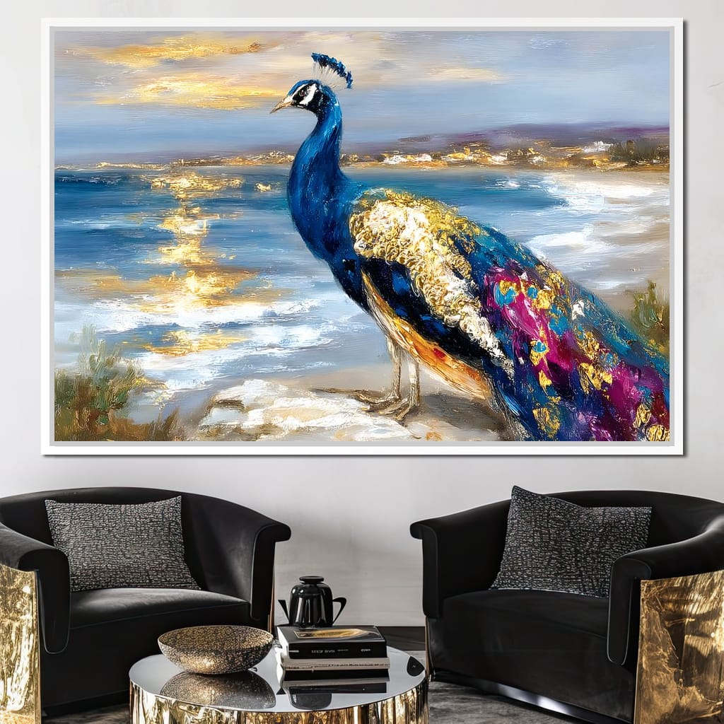 Gilded Peacock Shorelight Canvas Wall Art
