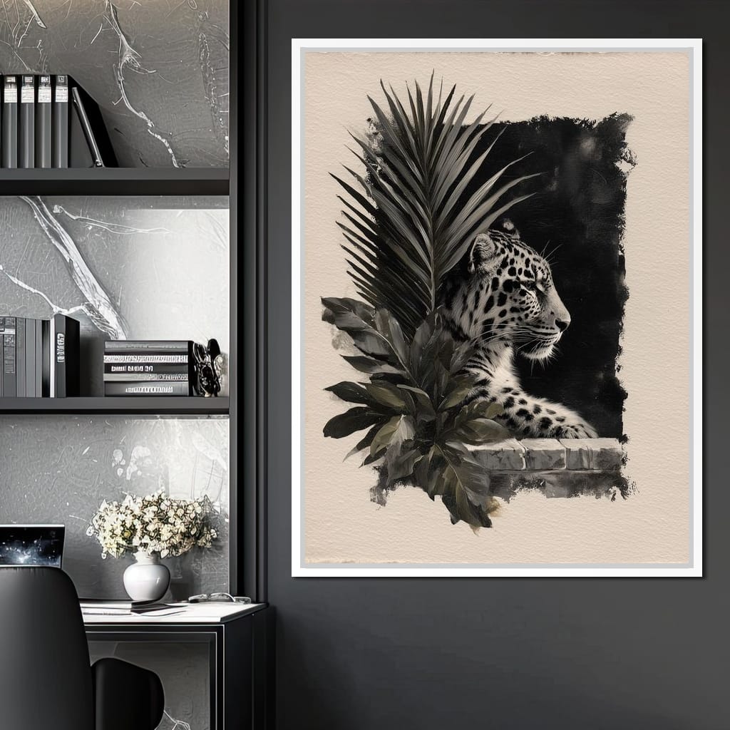 Feline Watch Over Stone Wall Canvas Wall Art