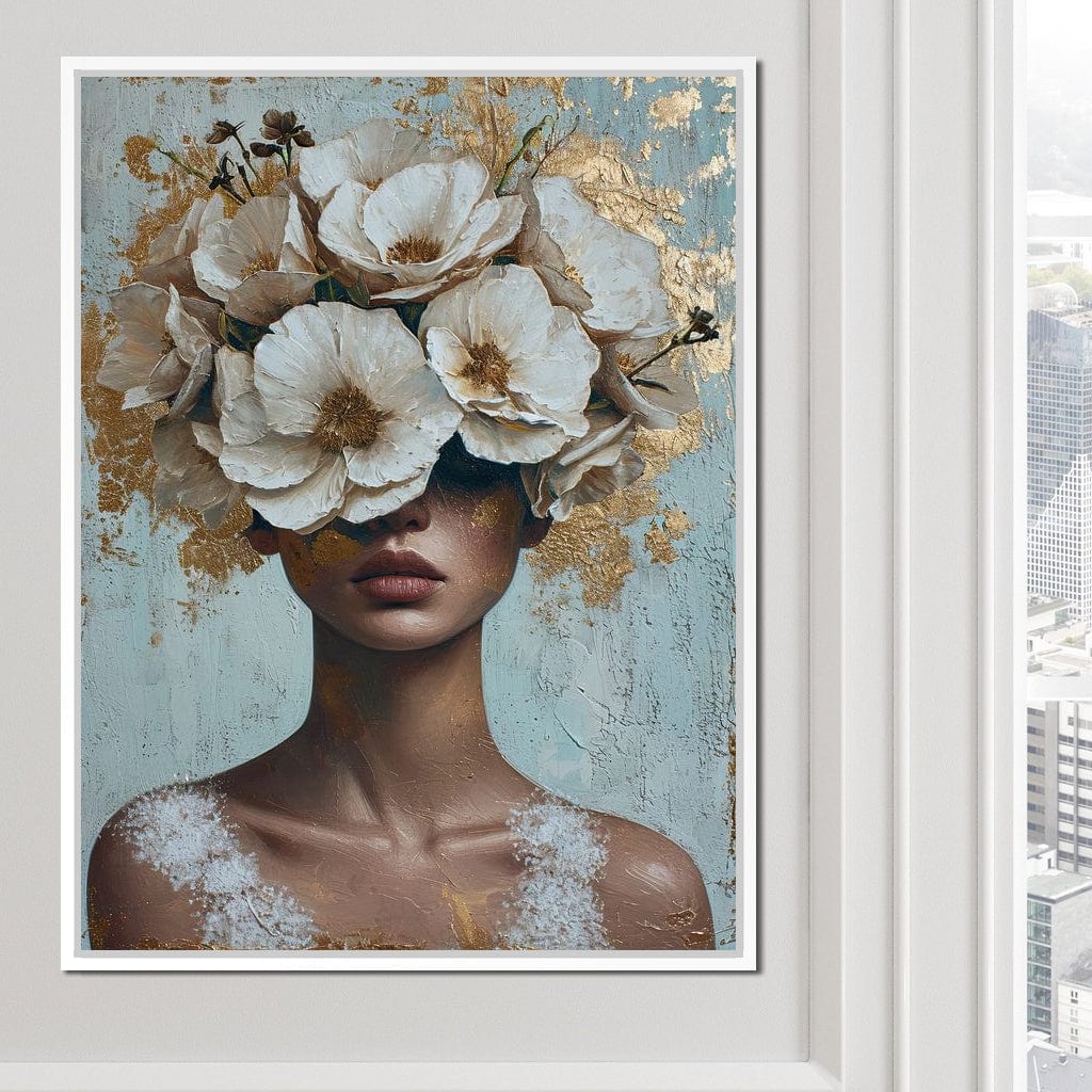 Golden Petal Silhouette Canvas Wall Art