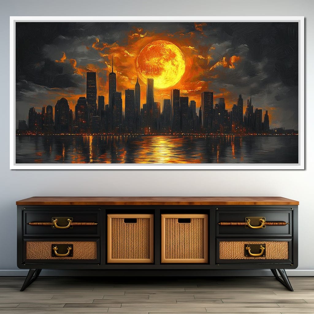 Golden Cityscape Nocturne Canvas Wall Art
