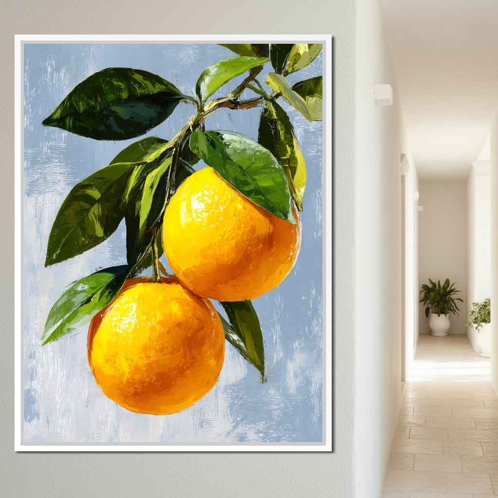 Sunlit Oranges On Branch Canvas Wall Art