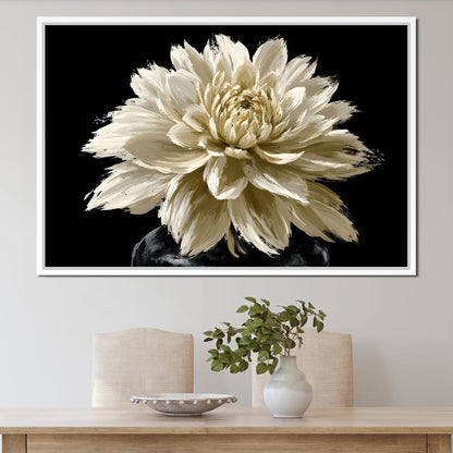 Pale Petals Held Against The Void Canvas Wall Art