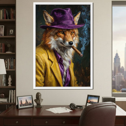 Gentleman Fox Smoking Cigar Canvas Wall Art