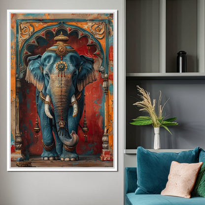 Majestic Sapphire Elephant Canvas Wall Art