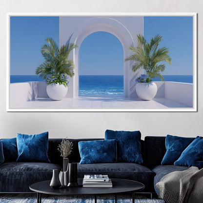 Sunlit Coastal Archway Escape Canvas Wall Art