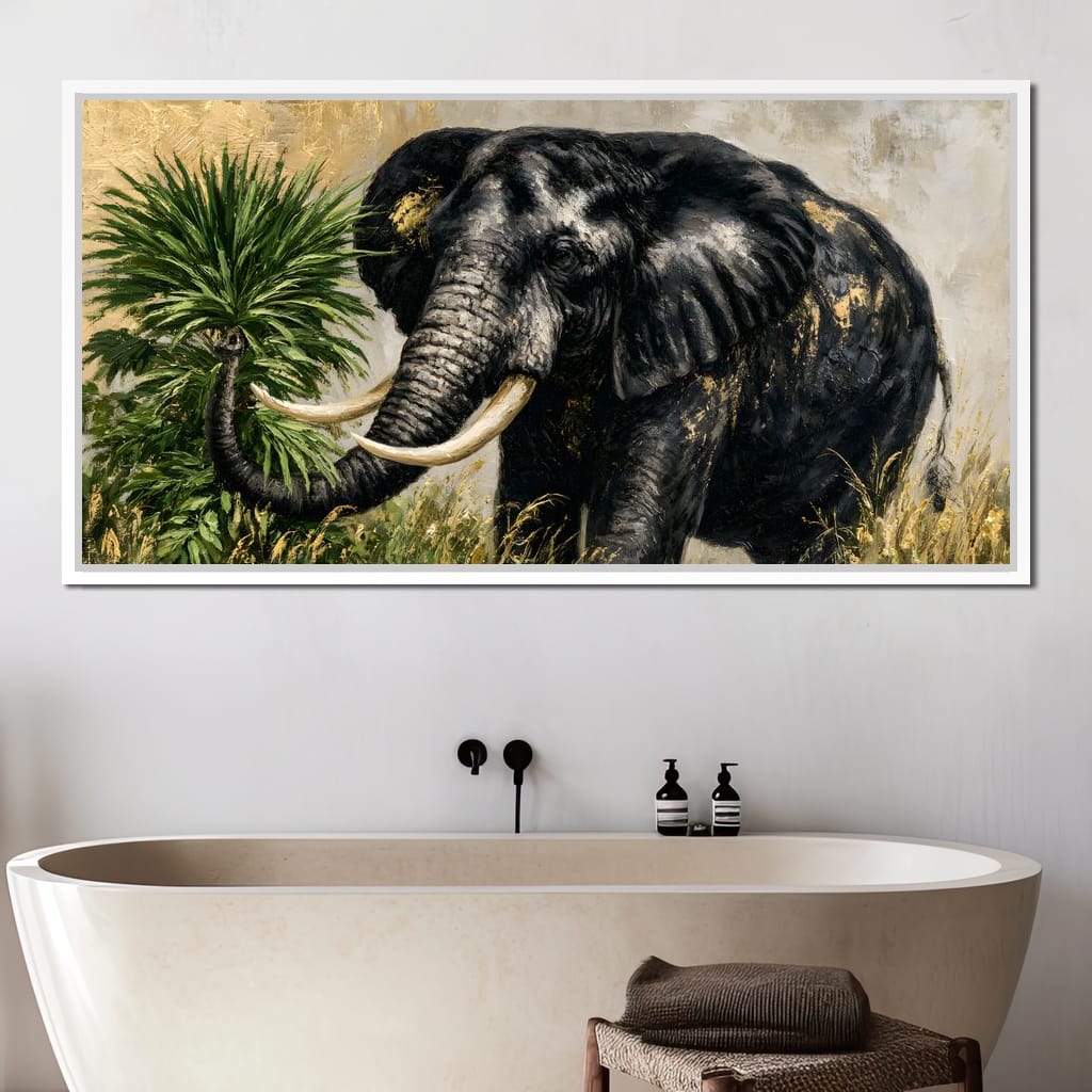 Silent Monarch of the Gilded Savanna Canvas Wall Art