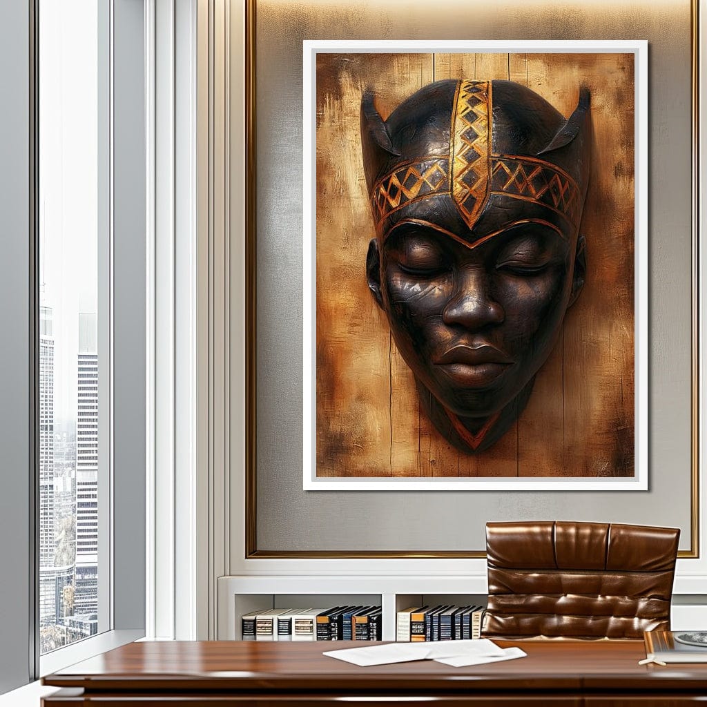 Golden Tribal Sentinel Canvas Wall Art