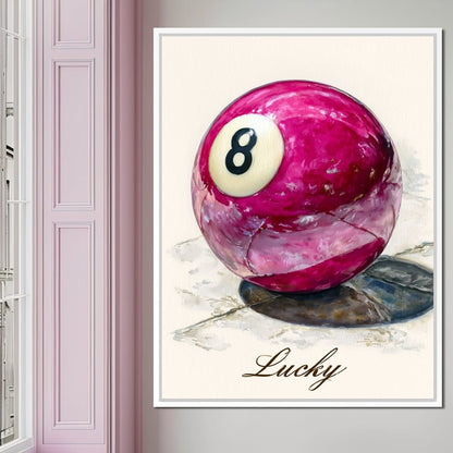 Lucky Eight Billiard Ball Canvas Wall Art