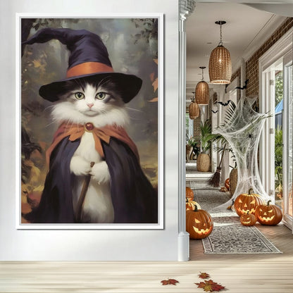 Enchanted Autumn Wizard Cat Canvas Wall Art