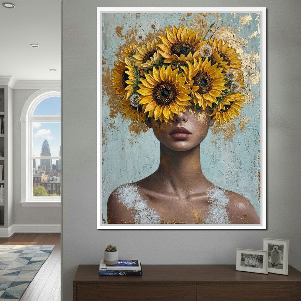 Sunflower Head Spring Portrait Canvas Wall Art