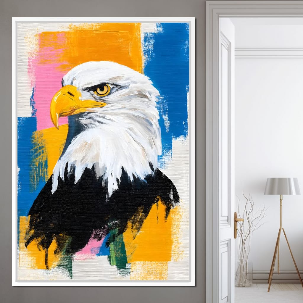 Bold Eagle Pop Portrait Canvas Wall Art