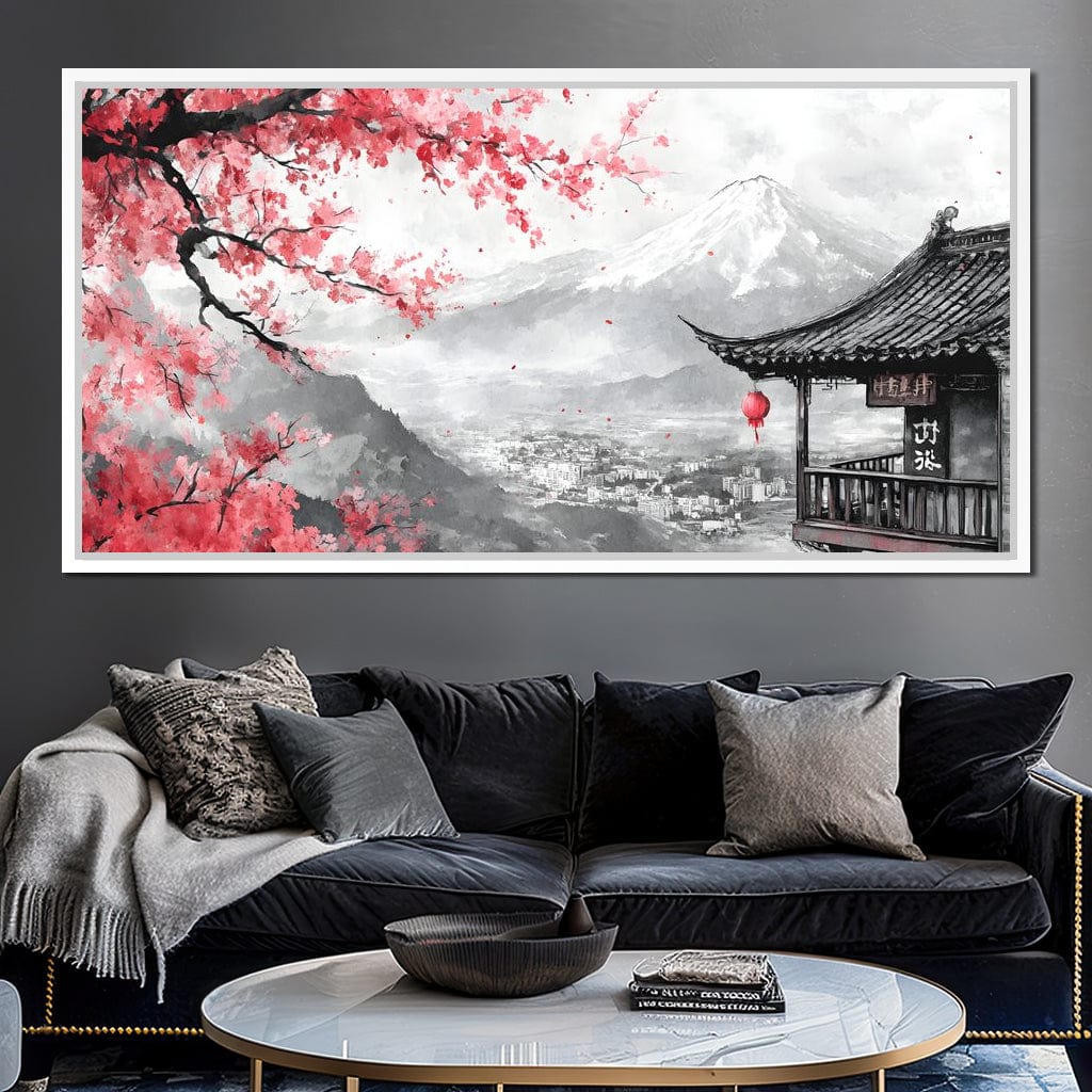 Cherry Blossom Landscape Canvas Wall Art