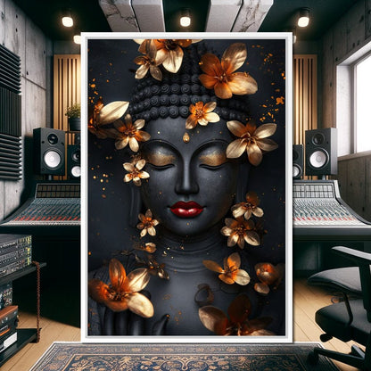 Radiant Floral Buddha Tranquility Canvas Wall Art