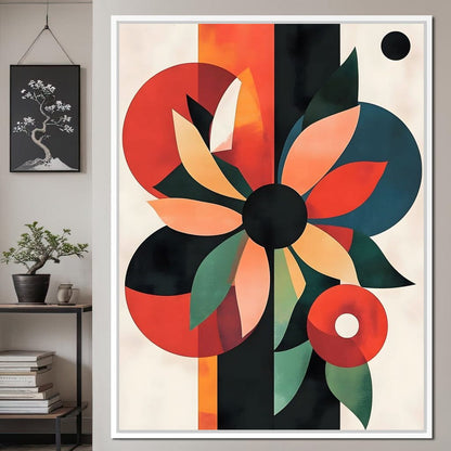 Abstract Floral Geometric Burst Canvas Wall Art